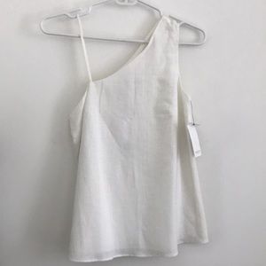 Iris and Ink asymmetrical white linen/cotton tank
